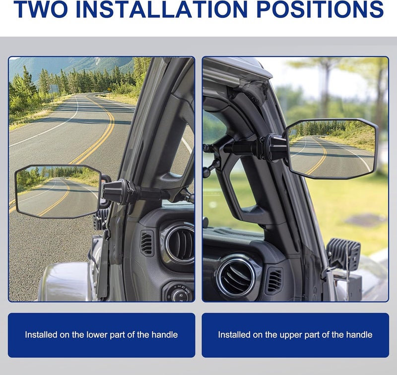 GEVINFA Upgrade Mirrors Doors Off Compatible with Jeep Wrangler JL JLU and Gladiator JT 2018-2023, Quick Release JL Mirror, No Wobble & Quick Removal knob(Not Fit 2024 2025) Patented - Image 4
